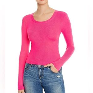 Alice & Olivia Ciara Cropped Sweater in Neon Pink
